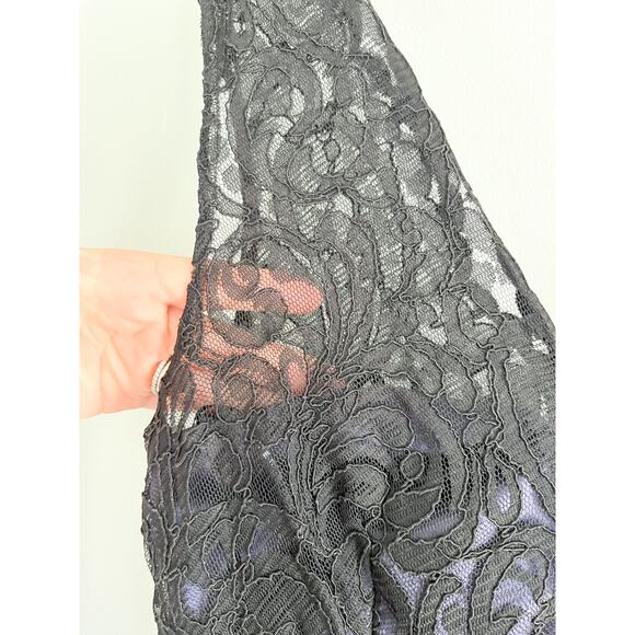 NWT | After Six | Lace Cocktail Length Dress | Amethyst Purple Black | Sz 10 - Picture 8 of 14